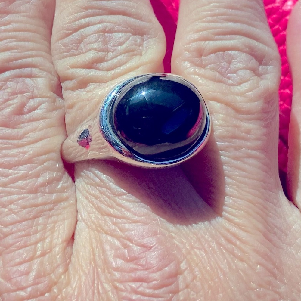 Tiffany & Co. Elsa Peretti® Cabochon Ring Black Jade Sterling Silver Sz US 6